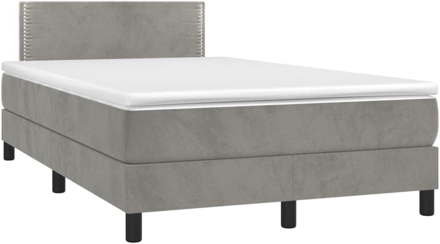vidaXL Polsterbett mit Matratze & LED Hellgrau 120x200 cm Samt [3134333] Bild 1