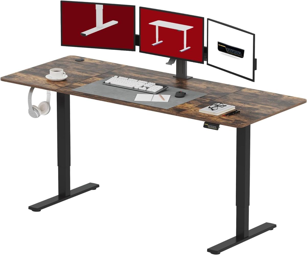 SANODESK Höhenverstellbarer Schreibtisch 200 x 80 cm Schreibtisch Höhenverstellbar Elektrisch Ergonomischer Steh-Sitz Tisch Computertisch für Heimbüro Homeoffice(braun) Bild 1