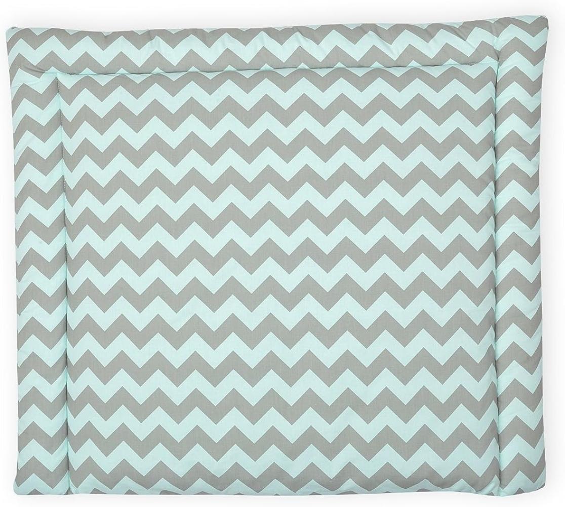 KraftKids Wickelauflage in Chevron hellgrau und mint, Wickelunterlage 60x70 cm (BxT), Wickelkissen Bild 1