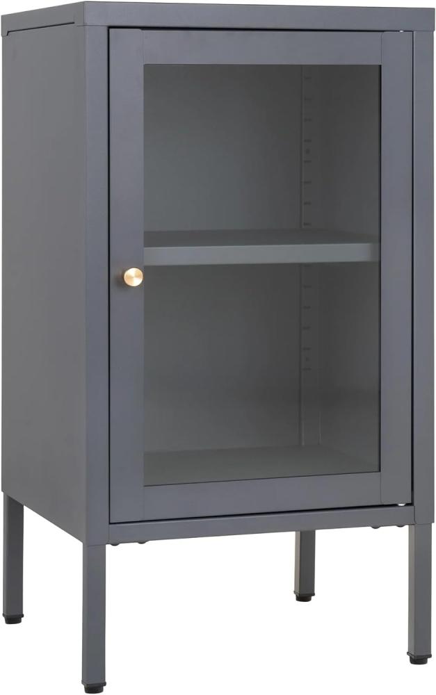 Moderne Kommode DAILY grau H70cm Glastür Metall Nachtschrank Bild 1