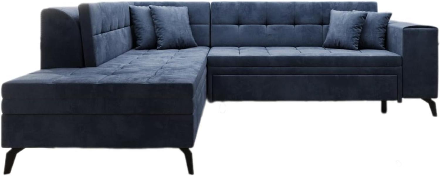 Designer Sofa Lania mit Schlaffunktion Samt Blau Links Bild 1