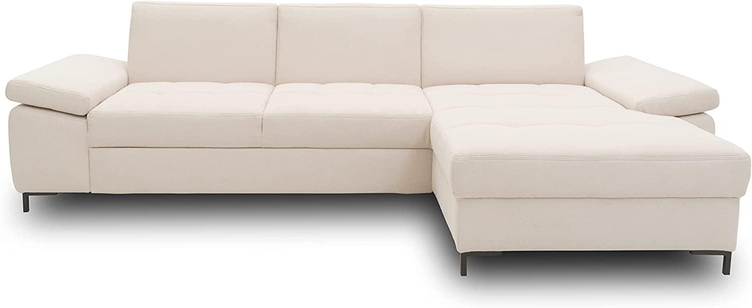 DOMO Collection Curacao Ecksofa, Eckcouch mit Federkern, Sofa mit Armlehnfunktion in L-Form, Creme, 297 x 160 cm Bild 1