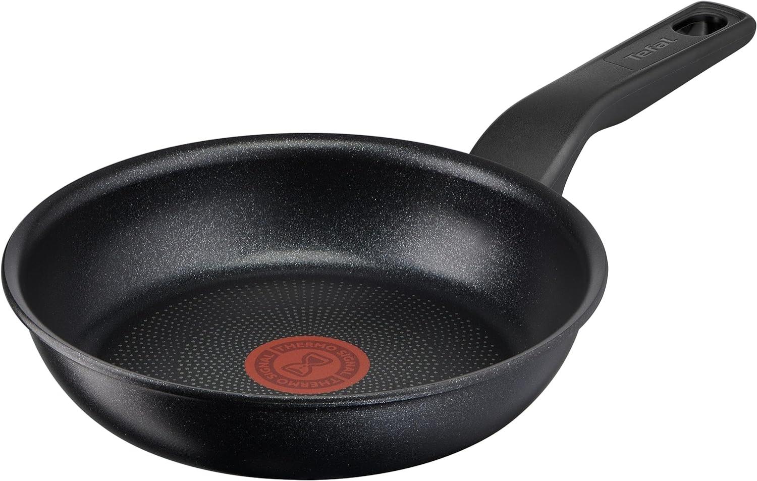 Tefal G30302 Titanium Force Bratpfanne | 20 cm | extra haltbare Antihaft-Beschichtung | Thermo Signal Temperaturanzeiger | induktionsgeeignet | Schüttrand | Schwarz Bild 1