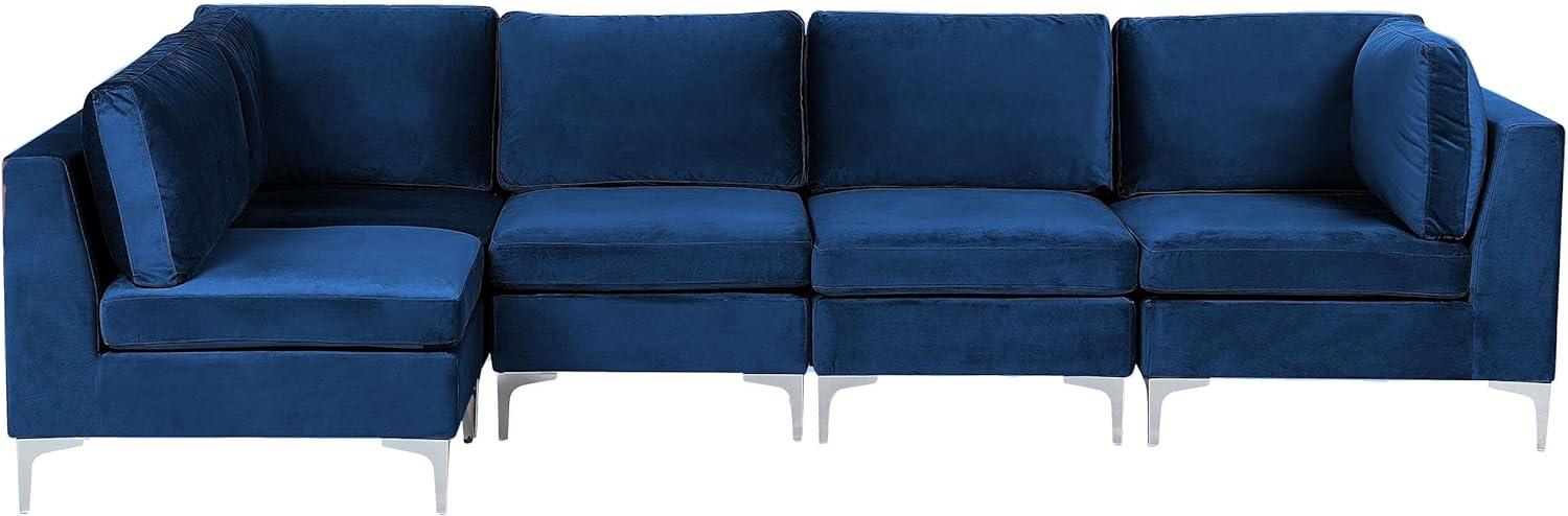 Ecksofa EVJA Marineblau Samtstoff Bild 1