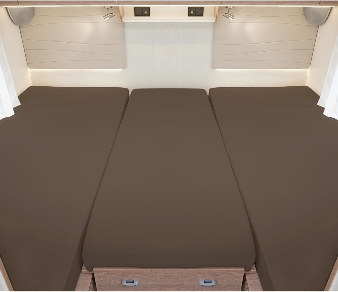 BettwarenShop Wohnmobil Wohnwagen Heckbett Spannbetttuch-Set 3-teilig|2 Längsbetten + Mittelteil| braunBettwarenShop Wohnmobil Wohnwagen Heckbett Spannbetttuch-Set 3-teilig Bild 1