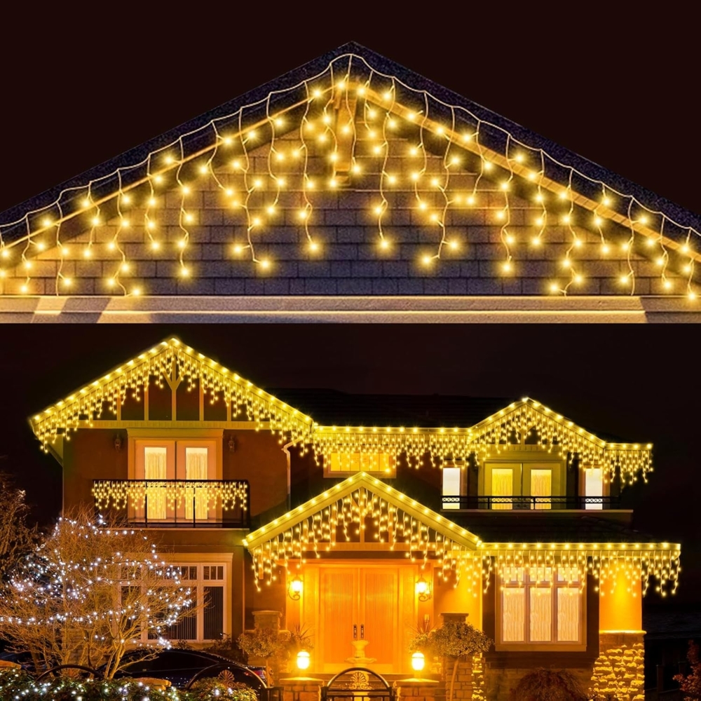 LEDYA Eisregen Lichterkette Außen, 17M 480 LED Lichterkette Weihnachten, Weihnachtsbeleuchtung Außen mit Timer 8 Modi, Memory-Funktion Wasserdicht Lichterkette für Terrasse Balkon Weihnachtsdeko Bild 1