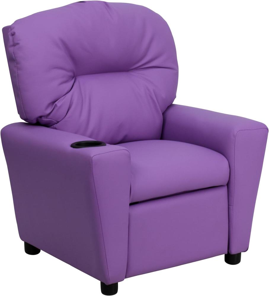 Flash Furniture Contemporary Kids Recliner with Cup Holder, Wood, Lavender Vinyl, 66. 04 x 53. 34 x 53. 34 cm Bild 1