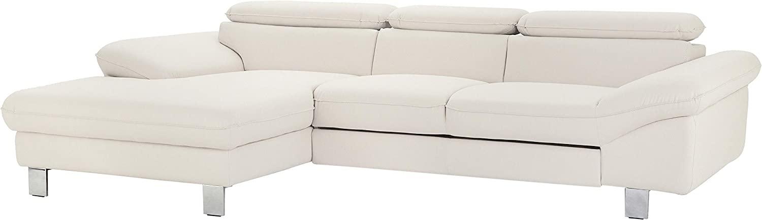 Mivano Ecksofa Driver mit Recamiere links, Ledercouch im modernen Design, Inkl. verstellbare Kopfstützen, 268 x 73 x 169, Kunstleder, Weiß Bild 1