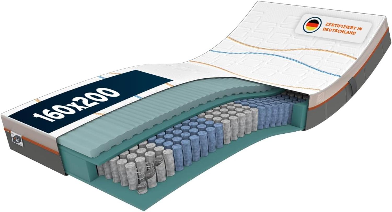 M line | Slow Motion Xtra Fit | 7 Zonen Matratze - Kaltschaum und Taschenfedern - Optimale Belüftung - Weiß - 160 x 200 cm Bild 1