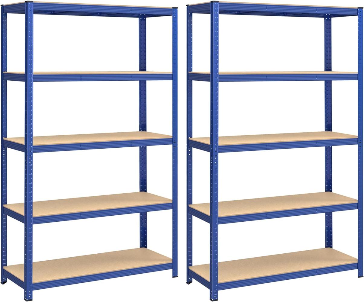 Standregal,2er Set, Schwerlastregal, Kellerregal, Bücherregal, Lagerregal, 5 Ablagen, Küchenregal, Regal,verstellbare Ablagen, Industriestil,200x120x60cm,Blau,GLR060Q02 Bild 1