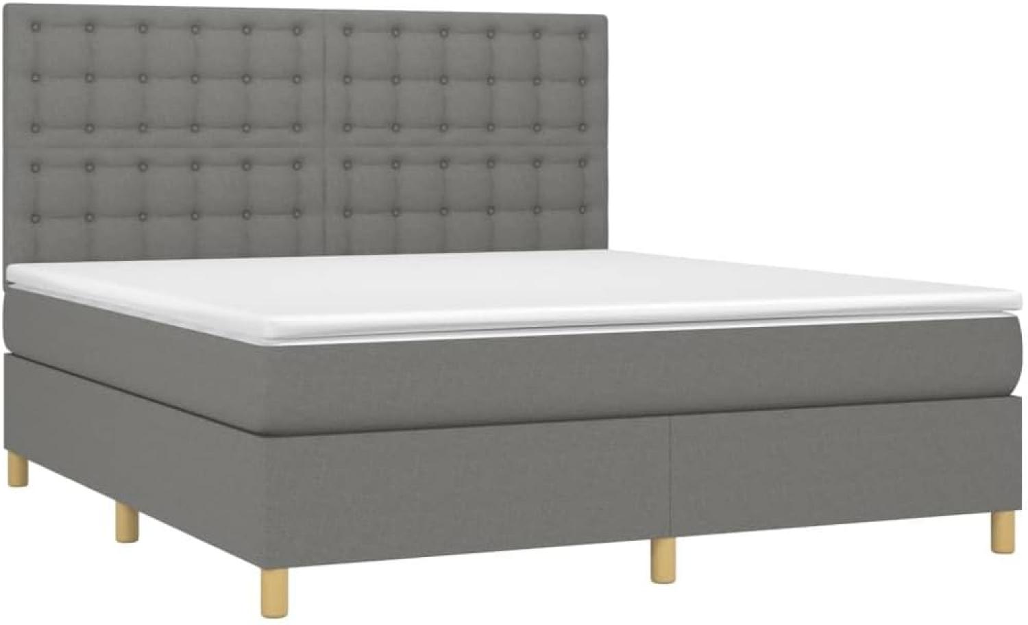 vidaXL Boxspringbett mit Matratze Dunkelgrau 180x200 cm Stoff 3142674 Bild 1