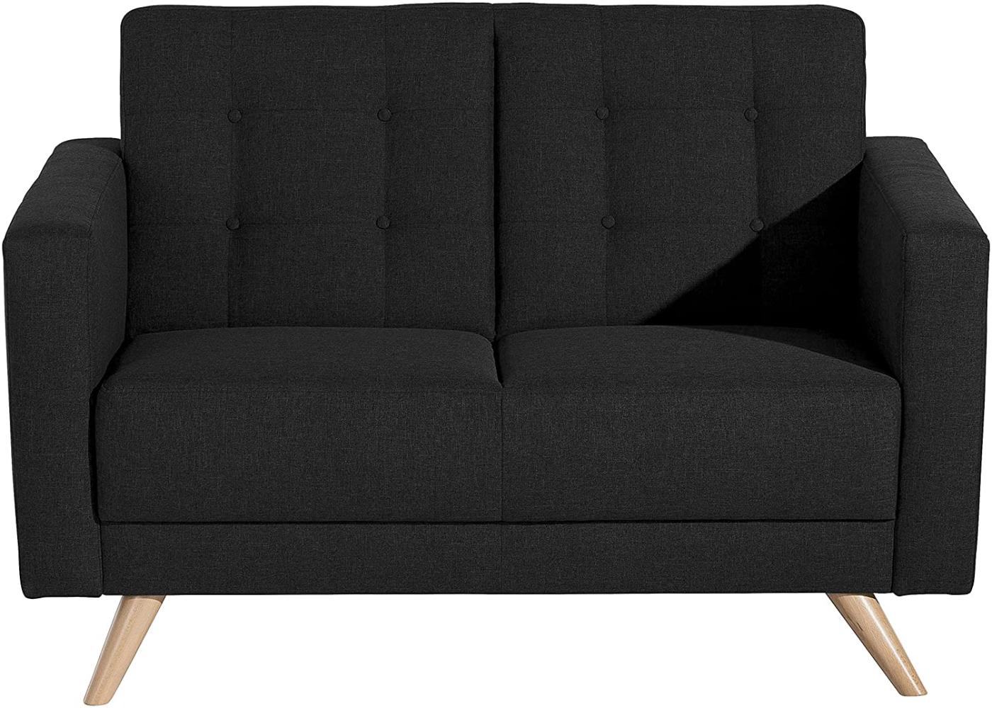 Julian Sofa 2-Sitzer Flachgewebe Schwarz Buche Natur Bild 1