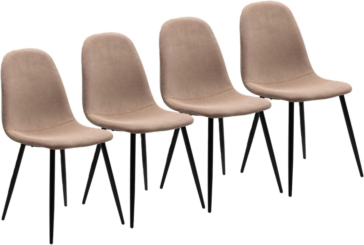 Polsterstuhl >Anya< (4er Set) in Schwarz / Cord braun - 43x83x50 (BxHxT) Bild 1