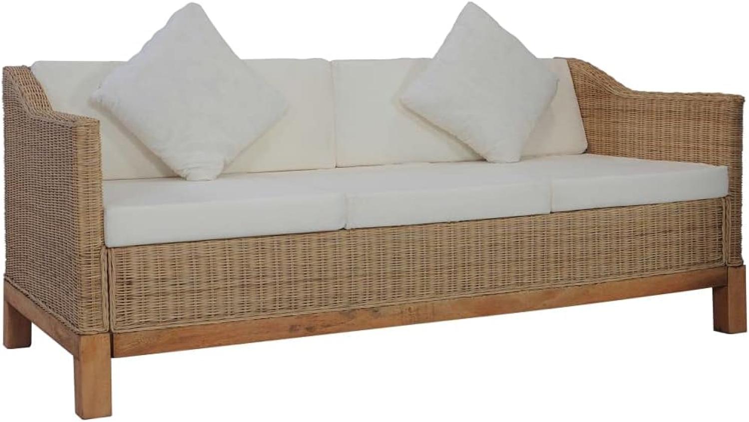 vidaXL 3-Sitzer-Sofa mit Polstern Natürliches Rattan [283077] Bild 1