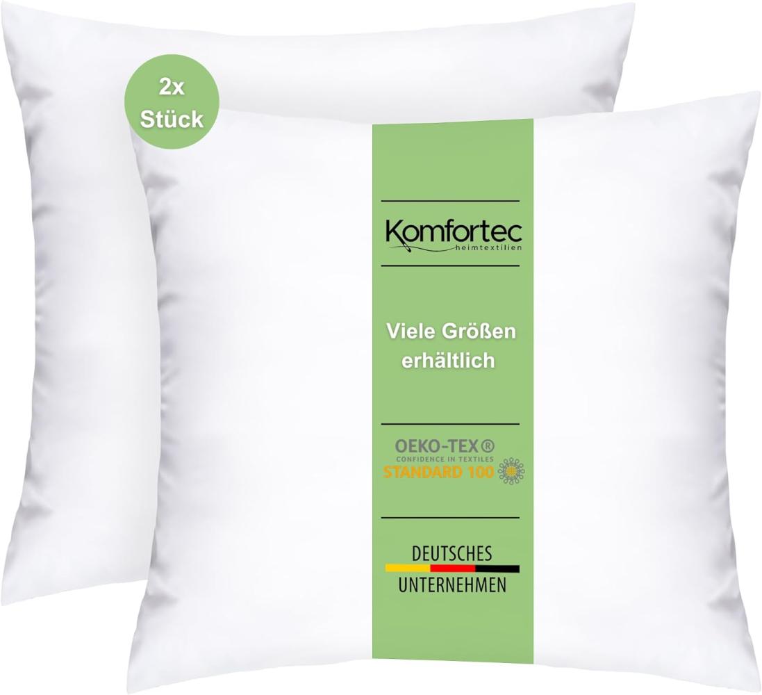 Komfortec Kopfkissen 80x80 cm 2er Set, 1000g Kissenfüllung mit Innennaht (Weiß) Bild 1