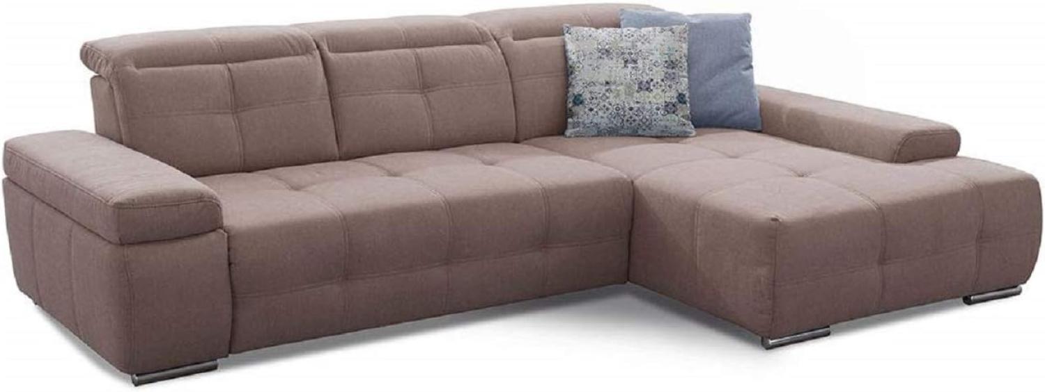 Cavadore Ecksofa Mistrel mit verstellbaren Kopfteilen, L-Form Sofa mit leichter Fleckentfernung dank Soft Clean, geeignet für Haushalte mit Kindern, Haustieren, 273 x 77 x 173, hellbraun Bild 1