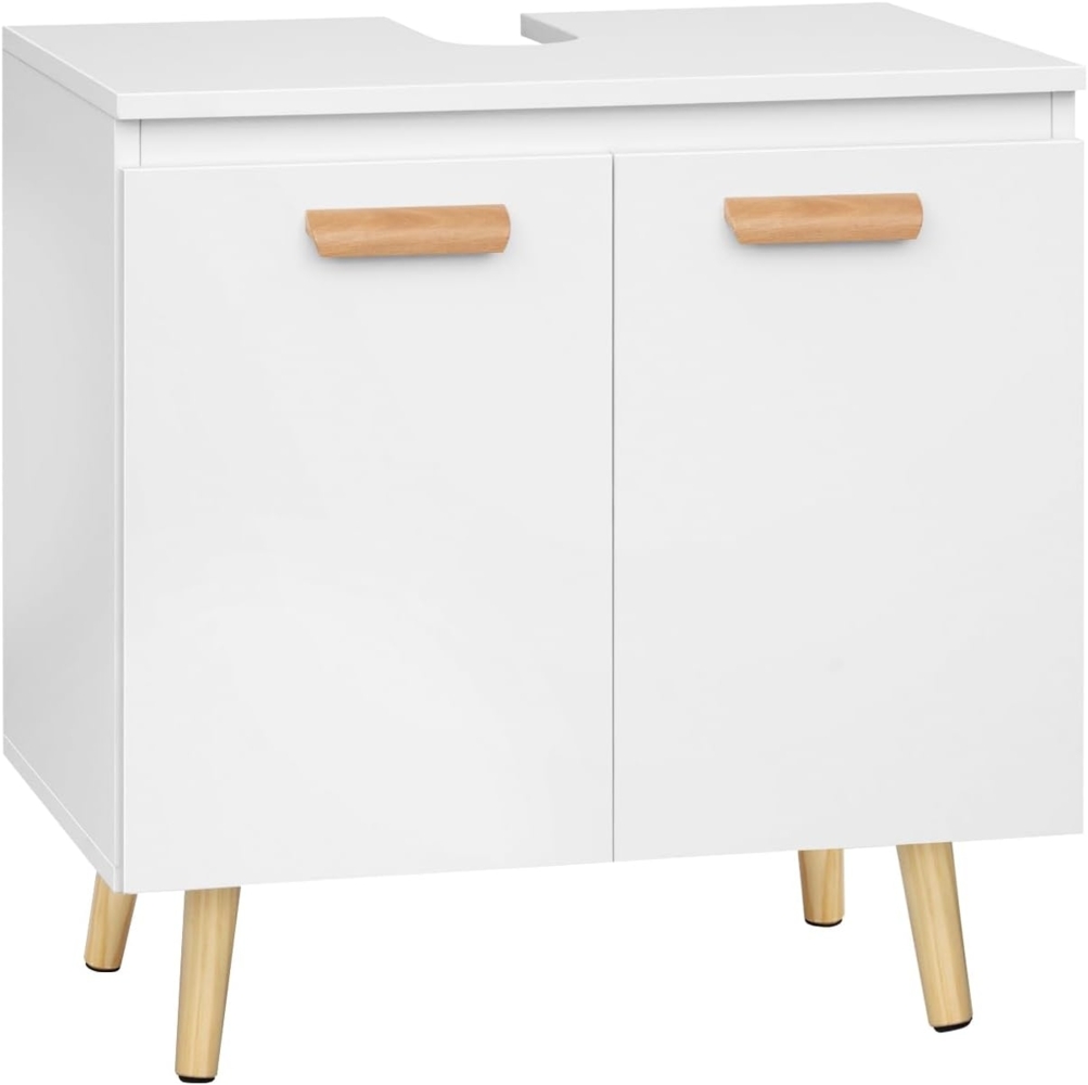 EUGAD Waschbeckenunterschrank Unterschrank Badezimmerschrank Waschtisch Badschrank Beistellschrank mit 2 Türe 60 x 40 x 60,5 cm Weiß Bild 1