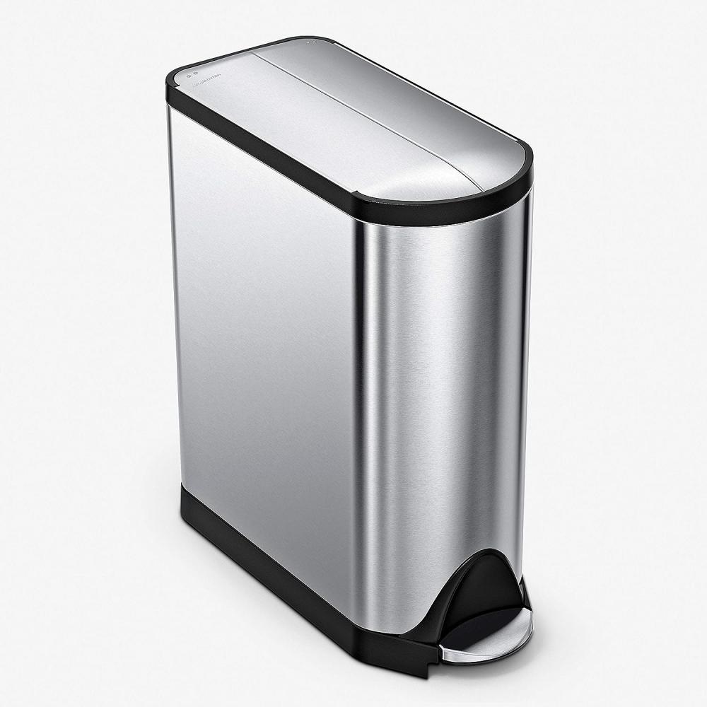 Simplehuman 45L Schmetterlings-Tretmülleimer, gebürsteter Edelstahl Bild 1