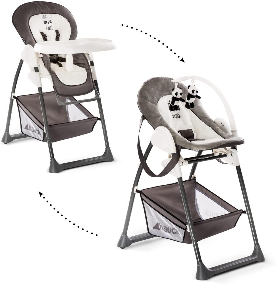 Hauck Sit'n Relax Newborn Set - Neugeborenen Aufsatz & Kinderhochstuhl ab Geburt, Liegefunktion inkl. Spielbogen, Tisch/höhenverstellbar, mitwachsend, klappbar, Amazon Exclusive panda schwarz/weiß Bild 1