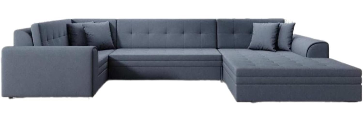 Designer Sofa Velio mit Schlaffunktion Stoff Blau Rechts Bild 1