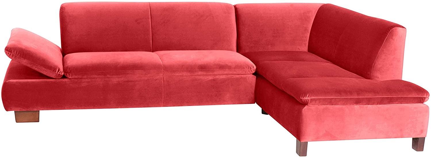 Terrence Ecksofa Samtvelours Rot Buche Nussbaumfarben Bild 1