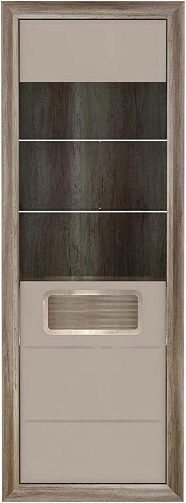 FORTE Tiziano Vitrine mit LED Beleuchtung, Holzwerkstoff, Braun/Beige, 74 x 203,5 x 41,3 cm Bild 1