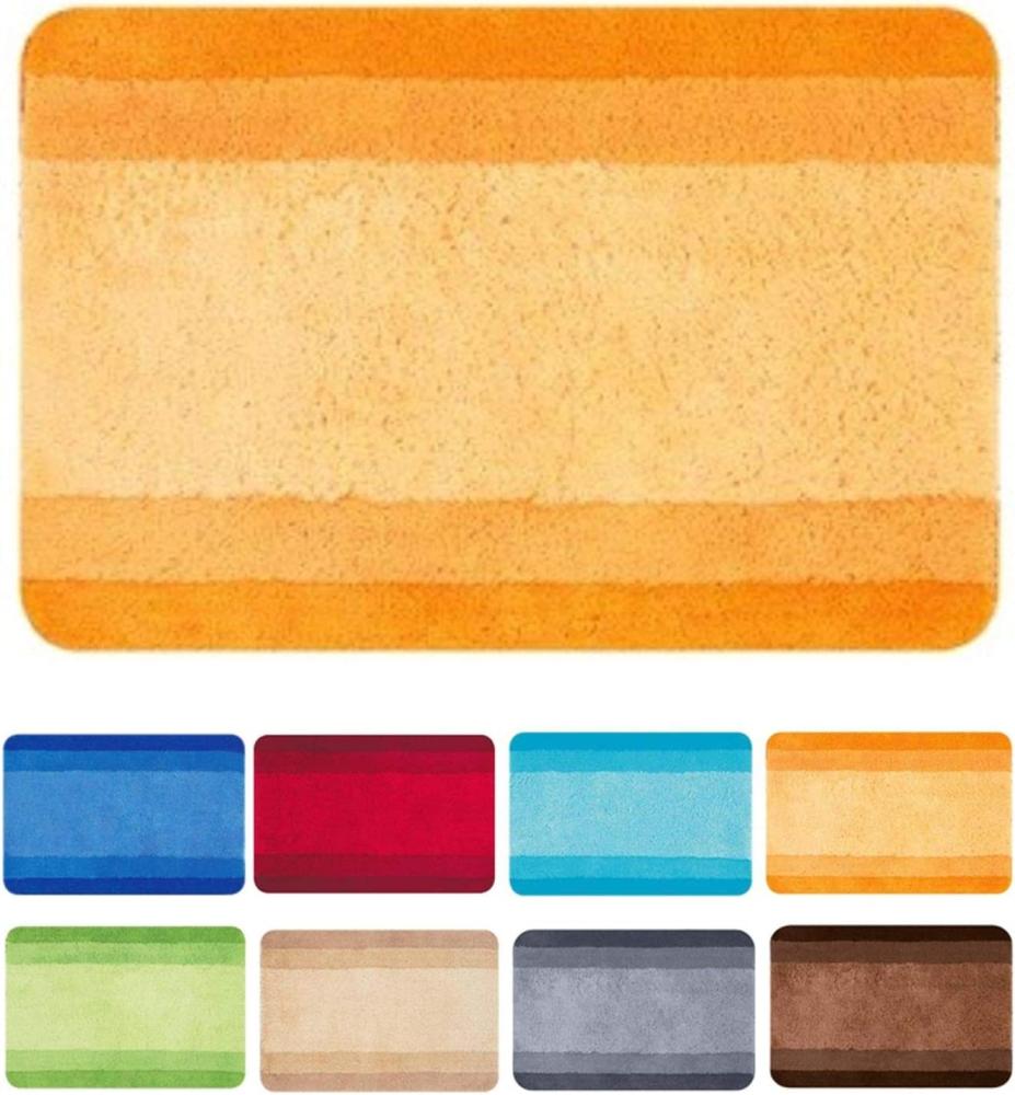 spirella Badematte | kuscheliger Hochflor | Rutschfester Badvorleger | viele Größen | waschbar 40° | 65x55 cm | Orange Bild 1