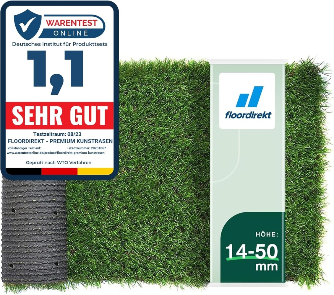 Floordirekt Sky Kunstrasen Outdoor Rasenteppich Meterware - Grasteppich - Rollrasen - Kunststoffrasen - Rasen für Balkon & Garten Rasen Teppichboden für Außen nach Maß 25mm Höhe, Windsor 100x400 cm Bild 1