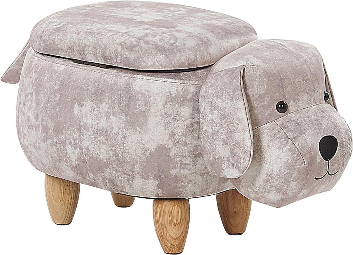 Beliani Pet pouffe with storage beige velor DOGGY Bild 1