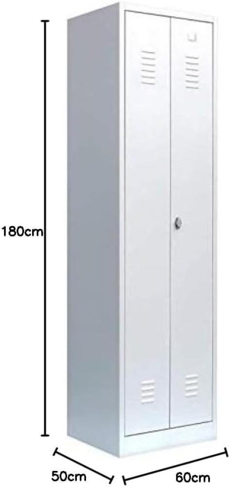 Spind Stahl Kleiderschrank Garderobenschrank 2 Abteile mittig schließend 1800 x 600 x 500 mm lichtgrau 510420X Bild 1
