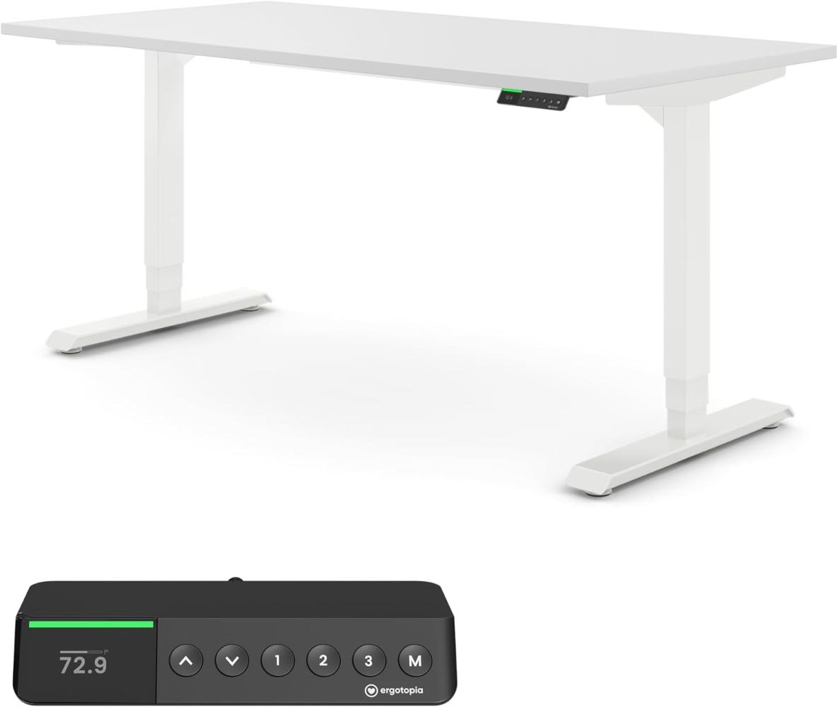 Desktopia Pro X - Elektrisch höhenverstellbarer Schreibtisch / Ergonomischer Tisch mit Memory-Funktion, Weiß, Gestell Weiß, 120x80 cm Bild 1