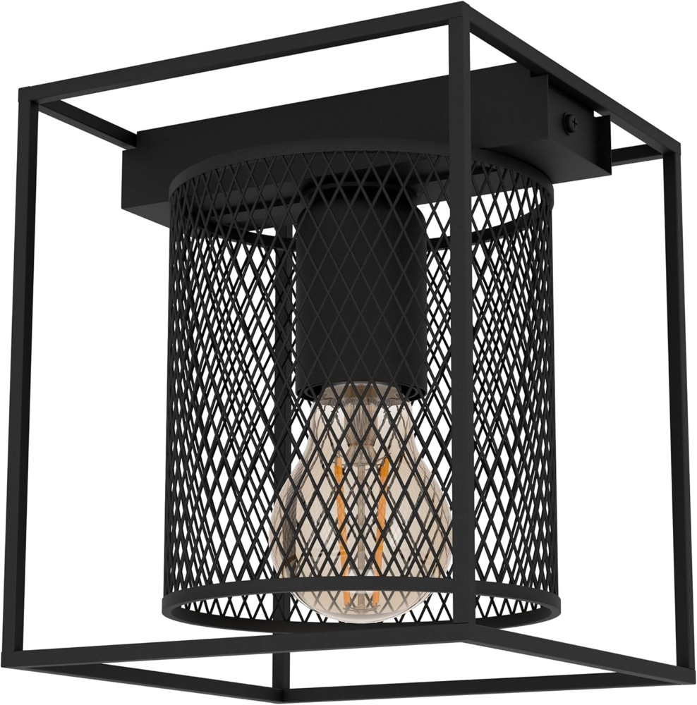 Eglo 43771 Deckenleuchte CATTERICK Stahl schwarz E27 1X40W L:16. 5cm B:16. 5cm H:19cm dimmbar Bild 1