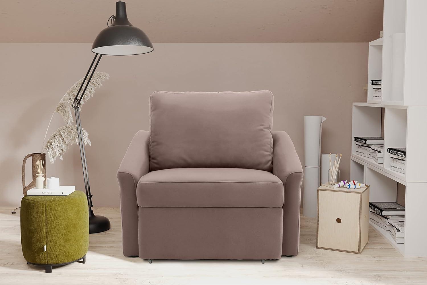 DOMO. collection Relax Box Dauerschläfer Boxspring Sofa mit Schlaffunktion, Schlafsessel Gästebett Schlafsofa | 108 x 96 x 86 cm, Taupe, Sessel Bild 1