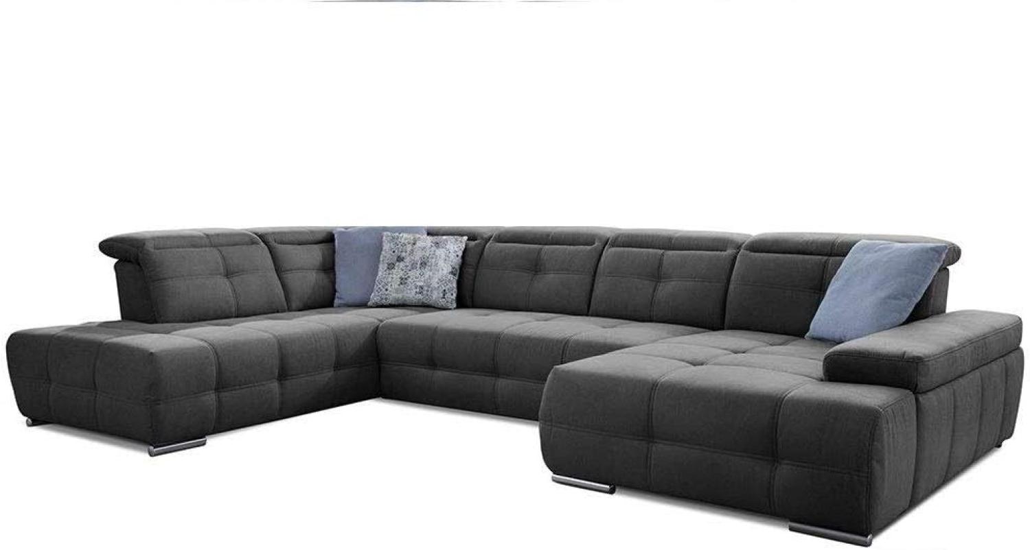 Cavadore Wohnlandschaft Mistrel mit Bettfunktion / Schlafsofa mit leichter Fleckentfernung dank Soft Clean / Geeignet für Haushalte mit Kindern, Haustieren /343 x 77 x 228 / dunkelgrau Bild 1