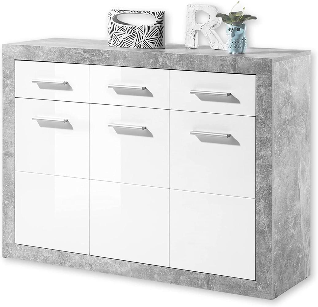 Sideboard 'STONE 2', Beton grau Nb. / Weiß Bild 1