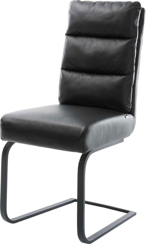 Freischwinger Pela-Flex Echt-Leder Schwarz Freischwinger flach Schwarz Taschenfederkern Bild 1