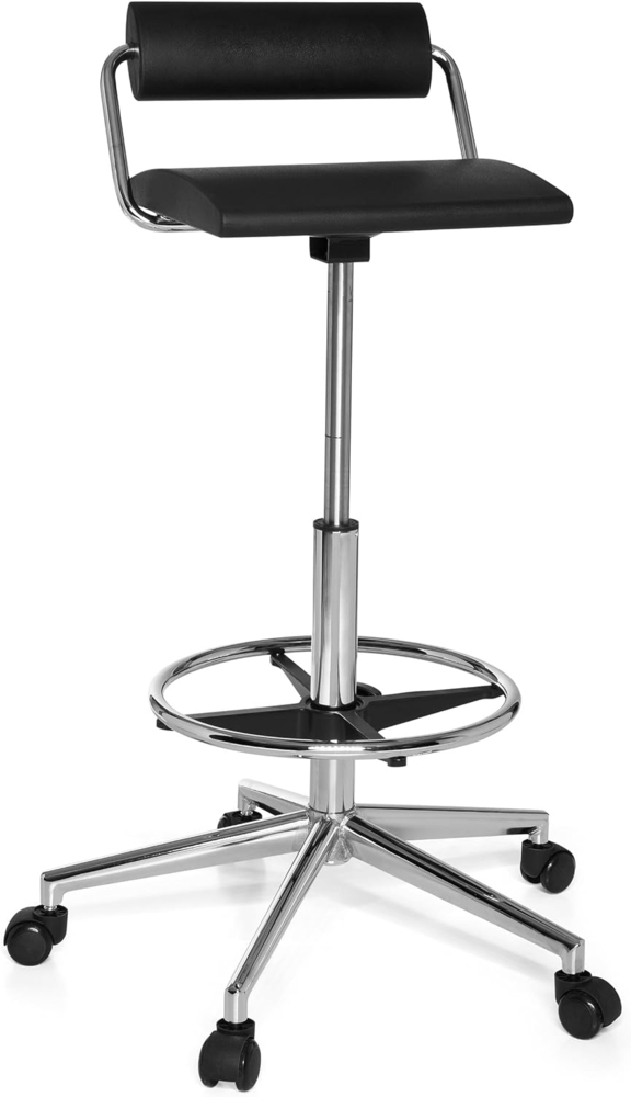 hjh OFFICE Arbeitsstuhl Arbeitshocker TOP WORK 28 Kunstleder Schwarz Bild 1