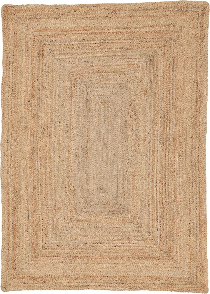 carpetfine Juteteppich Nele Beige handgewebt aus Jute 120x170 cm | Moderner Naturfaserteppich im Boho Style für Wohnzimmer, Küche und im Flur Bild 1