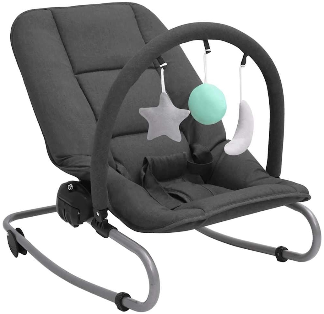 vidaXL Babywippe 3-Punkt-Sicherheitsgurt Schaukelbar Arretierbar Baby Schaukel Wippe Wiege Liege Spielbogen Babyschaukel Schaukelwippe Babywiege Anthrazit Stahl Bild 1