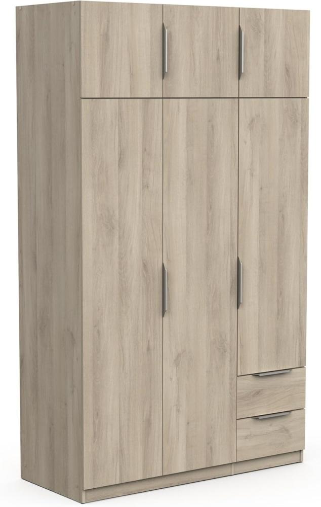 Demeyere Moderner Kleiderschrank, 6 Türen, 5 Einlegeböden, 2 Schubladen, Eiche, Kronberg – 119,4 x 51,1 x 203 cm, Holzwerkstoff Bild 1