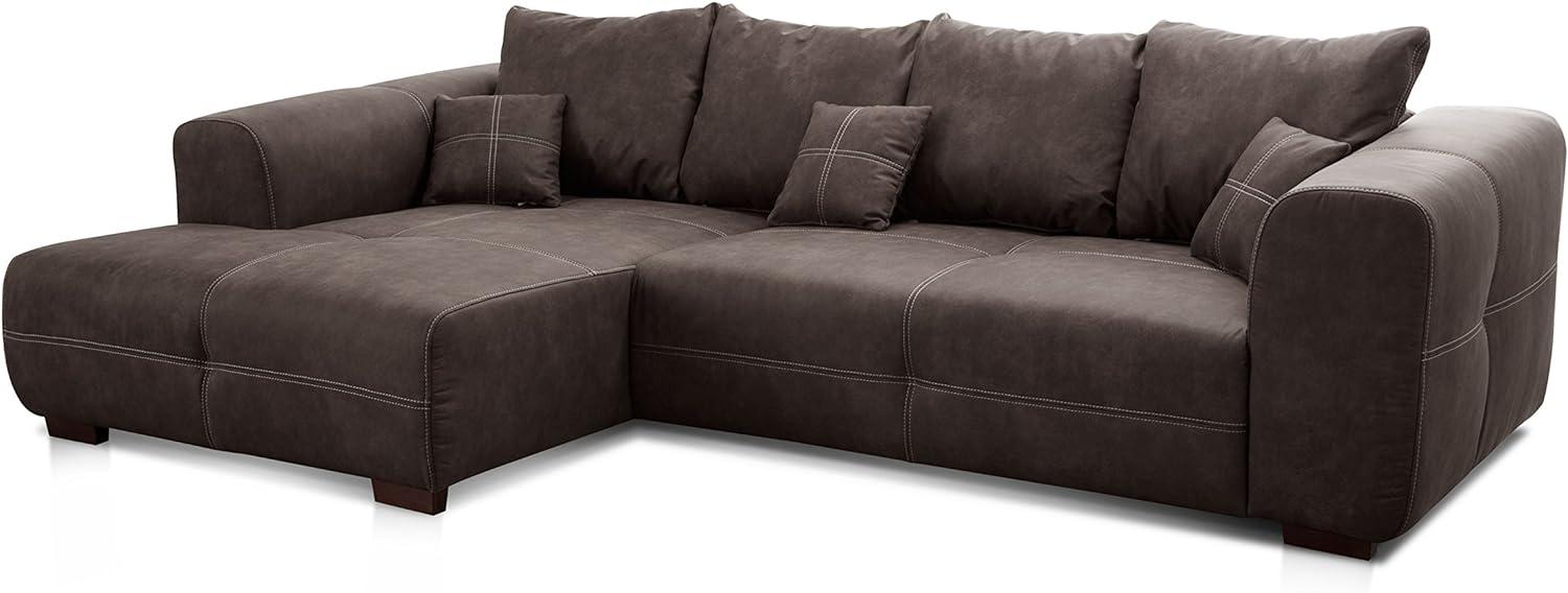 Cavadore Ecksofa Mavericco / XXL Eckcouch Inkl. Rückenkissen und Zierkissen / Longchair links / Industrial Style / 285 x 69 x 170 (BxHxT) / Mikrofaser Anthrazit Bild 1