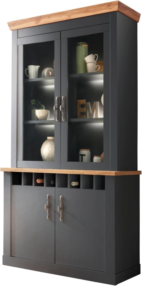 Vitrine Ribera in grau und Eiche Wotan Landhaus 110 x 201 cm Bild 1