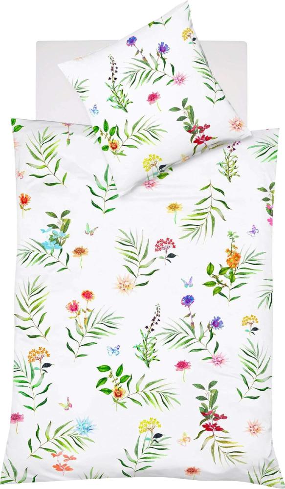 Fleuresse Mako-Satin Bettwäsche 200x220 Blumen Pflanzen bunt weiß Wende 114188-9 Bild 1