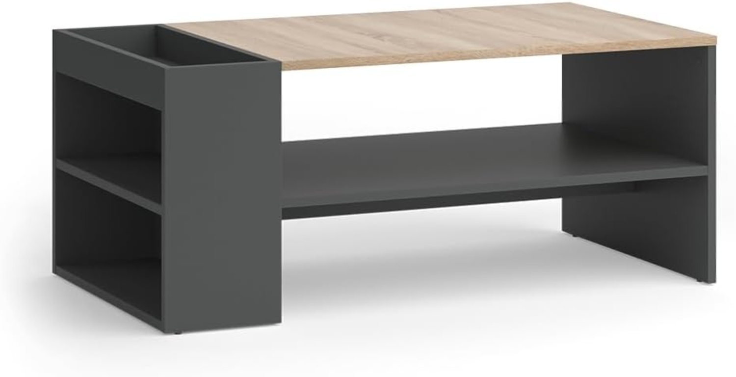 Couchtisch Wido Anthrazit/Sonoma 100 x 55 cm mit Regalen Vicco Bild 1