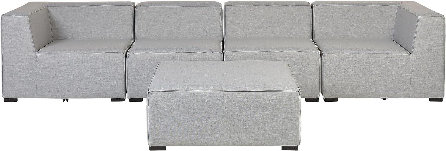 Sofa mit Ottomane AREZZO 4 Personen Hellgrau Bild 1