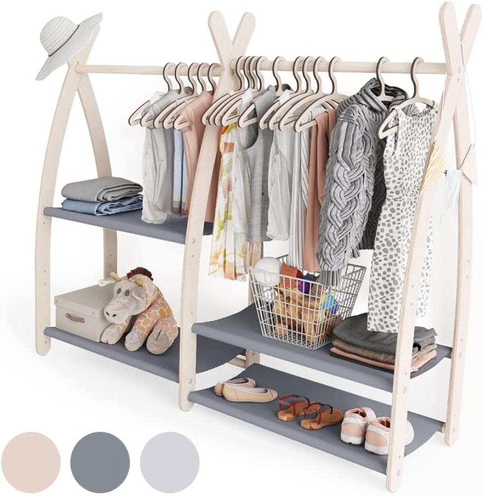 MAMOI® Kleiderstange Baby Kinderzimmer | Kinderkleiderstange | Kinder Kleiderständer Baby | Kleiderständer | Garderobenständer Kinder | Baby Garderobe | Kindergarderobe | 100% ECO | Made in EU Bild 1