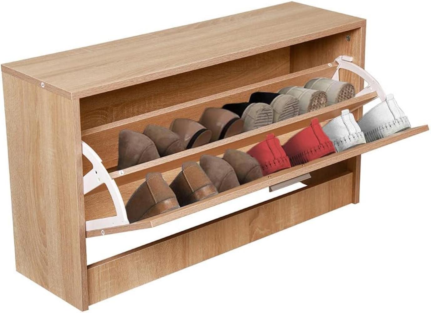 BAKAJI schuhschrank, Holz, Oak, 80x24x45 cm Bild 1