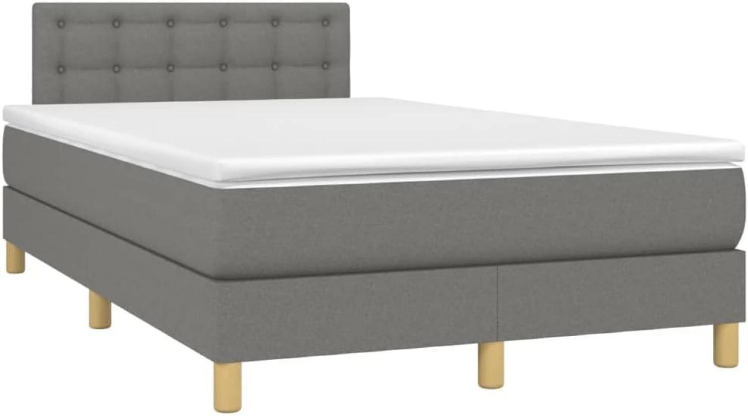 vidaXL Boxspringbett mit Matratze & LED Stoff Dunkelgrau 120 x 200 cm, Härtegrad: H2 [3134022] Bild 1