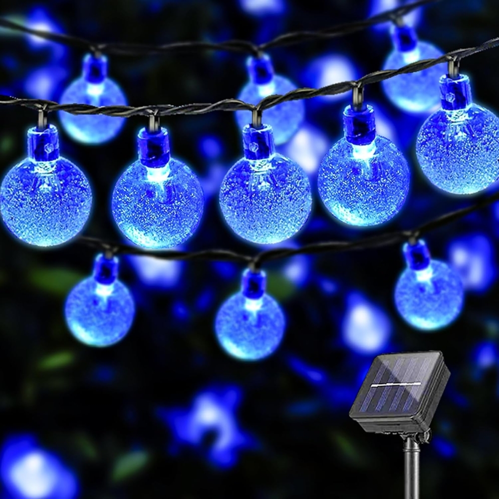 LQWELL LED Solarleuchte LED Kugel-Lichterkette Außen Solar Gartenleuchte, Kettenlicht Kristall Kugeln, Garten Terrasse Balkon Hochzeit Party Fenster Bild 1