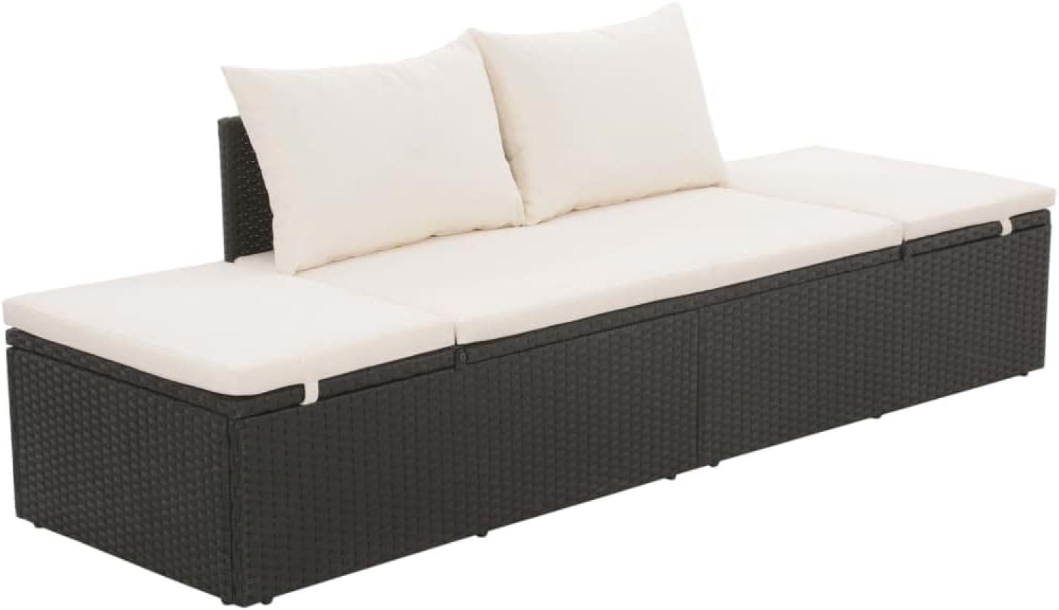 vidaXL Gartenbett Schwarz 195×60 cm Poly Rattan 43953 Bild 1